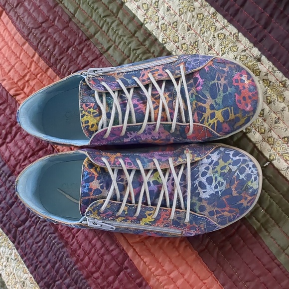 CLOUD* Aika Fidelia Blue sneaker side zip front lace soft footbed size 38 rubber - Picture 3 of 11